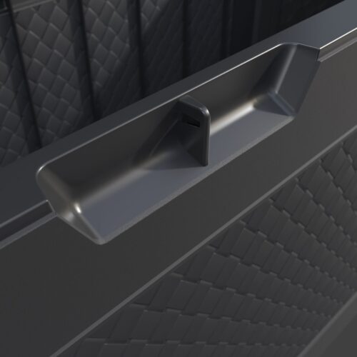 Ladă de grădină Matuba 310L, antracit, aspect răchită, impermeabilă