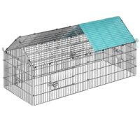 Loc de joacă pentru iepuri, verde, 180x75x75cm, cu protecție solară