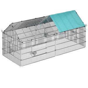 Loc de joacă pentru iepuri, verde, 180x75x75cm, cu protecție solară