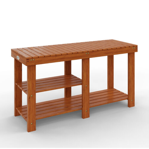 Suport pantofi 2 în 1, lemn de salcâm maro, 87x30x45cm