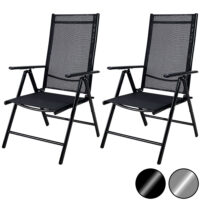 Scaun de grădină pliabil cu spătar înalt Bern, set de 2, aluminiu antracit, reglabil