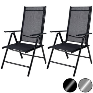 Scaun de grădină pliabil cu spătar înalt Bern, set de 2, aluminiu antracit, reglabil