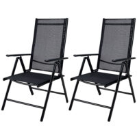 Scaun de grădină pliabil cu spătar înalt Bern, set de 2, aluminiu antracit, reglabil