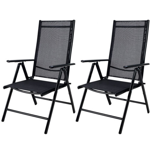 Scaun de grădină pliabil cu spătar înalt Bern, set de 2, aluminiu antracit, reglabil