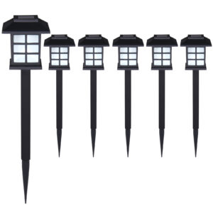 Becuri solare LED, set de 6, negre