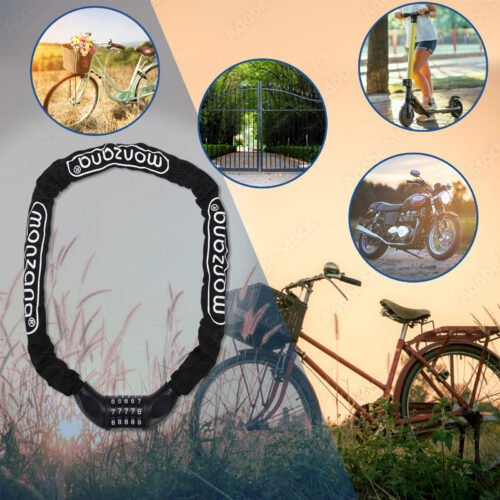 Lacăt pentru bicicletă 120 cm cu combinație și lanț puternic