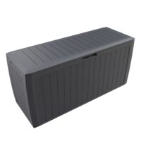 Ladă de grădină 290L antracit board plus cu roți, rezistentă la intemperii