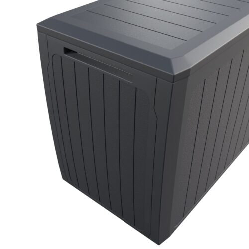 Ladă de grădină 290L antracit board plus cu roți, rezistentă la intemperii