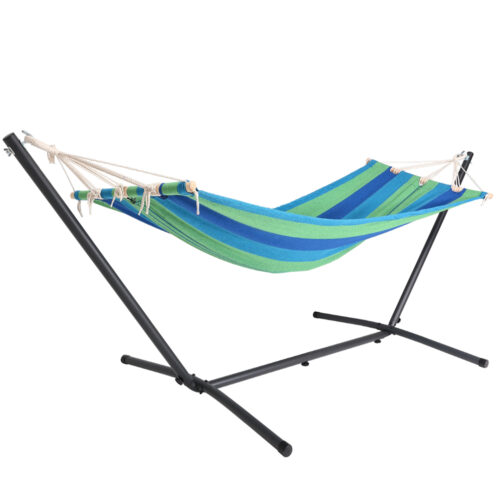 Hamac cu cadru metalic, verde-multicolor, 200 x 80cm