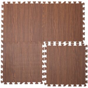 Covorașe/covorașe puzzle pentru podea, set de 8 piese, aspect lemn maro