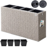 Cutie pentru flori din poliratan, crem, 95x27x60cm