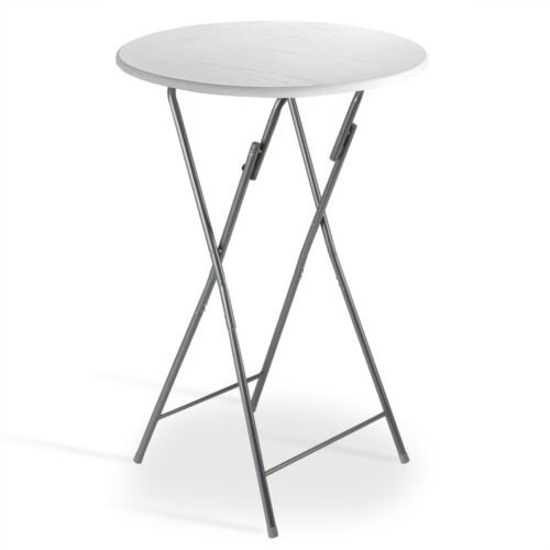 Masă pliabilă verticală Ø60cm, decor din lemn, albă