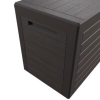 Ladă de grădină Lille 190L maro, cu aspect de lemn, rezistentă la intemperii, cu încuietoare