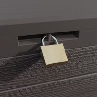 Ladă de grădină Lille 190L maro, cu aspect de lemn, rezistentă la intemperii, cu încuietoare