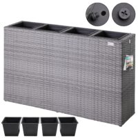 Ghiveci de flori din poliratan gri 95x27x60cm