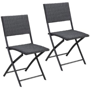 Scaun pliant din poliratan Rome, set de 2, negru