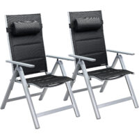 a_de_108765g1.jpg Scaun de grădină pliabil cu spătar înalt Bern Premium, set de 2, argintiu, aluminiu, tapițat și reglabil