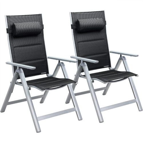 a_de_108765g1.jpg Scaun de grădină pliabil cu spătar înalt Bern Premium, set de 2, argintiu, aluminiu, tapițat și reglabil