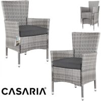 Set de 2 scaune de grădină din poliratan, gri/antracit, suprapunibile