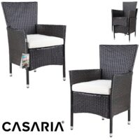 Set de 2 scaune de grădină din poliratan, maro/crem, suprapunibile