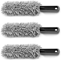 Perie de curățare a jantelor, set 3 piese, microfibră gri, 34 cm