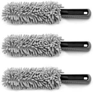 Perie de curățare a jantelor, set 3 piese, microfibră gri, 34 cm
