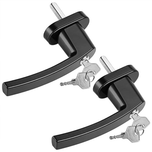 Mâner de fereastră, set de 2, negru, cu încuietoare