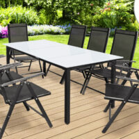 Set de scaune de grădină Bern, 9 piese, pentru 8 persoane, antracit, aluminiu, sticlă mată
