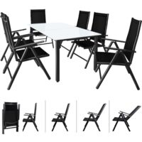 Set de scaune de grădină Bern, 7 piese, antracit, aluminiu, sticlă mată
