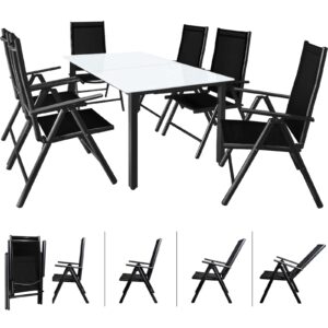 Set de scaune de grădină Bern, 7 piese, antracit, aluminiu, sticlă mată