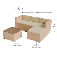 Set mobilier ratan cu dimensiuni marcate