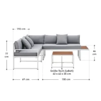 Mobilier de grădină St. Tropez | Juskys | Alb | Salon de grădină pentru 4 persoane cu masă și 2 bănci