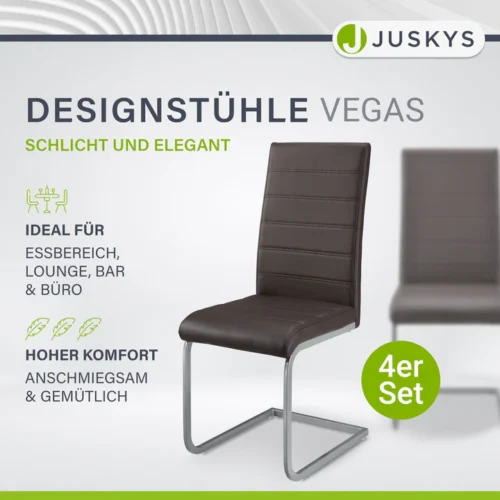 Scaun design maro Vegas, set 4 bucăți