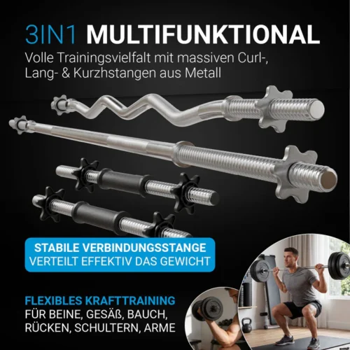 Set haltere multifuncțional 3 în 1 din metal