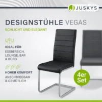 Scaun modern negru Vegas cu cadru metalic