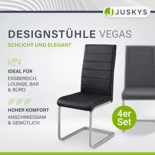 Scaun modern negru Vegas cu cadru metalic