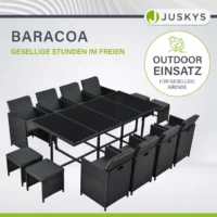 Set mobilier grădină masă mare cu scaune negre