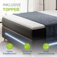 Pat modern cu topper inclus pentru confort sporit