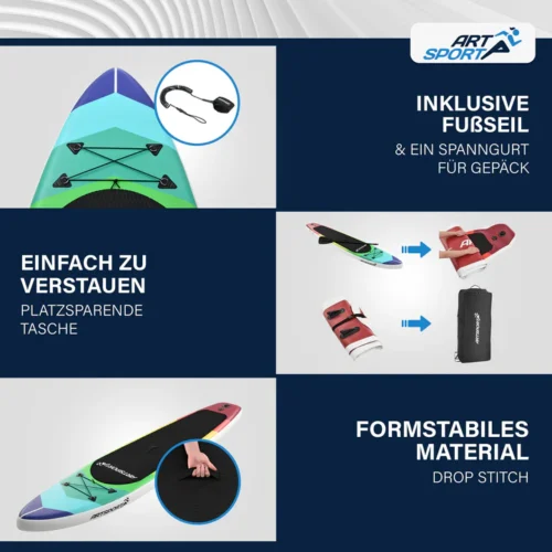 Placă SUP gonflabilă cu accesorii și geantă