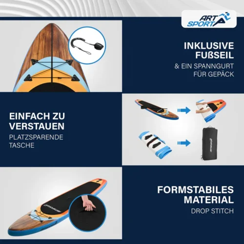 Placă paddleboard gonflabilă cu accesorii și geantă