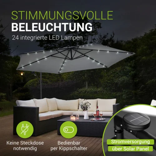 Umbrelă de grădină cu iluminare LED integrată