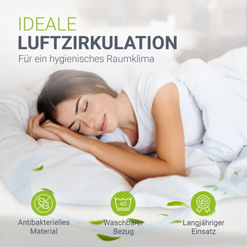 Femeie dormind pe pernă cu ventilație optimă