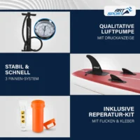 placă de stand up paddle set complet | juskys | retro love | sup gonflabil cu vâsle, geantă, lesă și accesorii