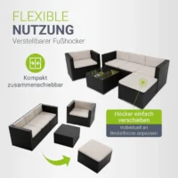 Set mobilier exterior modular cu taburet reglabil