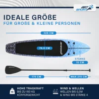placă de stand up paddle set complet | juskys | deep ocean | sup gonflabil cu vâsle, geantă, lesă și accesorii
