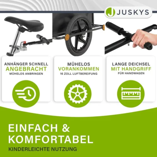 Remorcă bicicletă Juskys, roți 16 inch