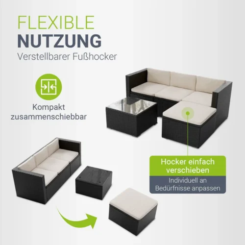 Set canapea modulară exterior cu taburet reglabil