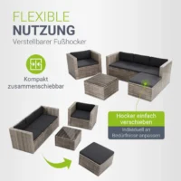 Set mobilier ratan modular cu taburet reglabil
