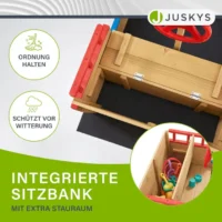 Bancă integrată cu spațiu de depozitare pentru nisipar
