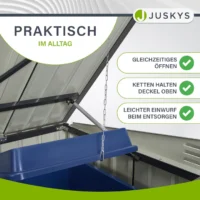 Încintă pentru containere namur 1,9 m² | juskys | Încintă metalică pentru containere cu uși mari Interior ladă depozitare cu capac susținut de lanț